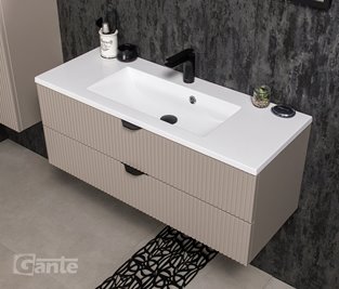 Szafka łazienkowa z lamelami wisząca z umywalką 100 cm 39/2 Victa Lamello kolor fume mat