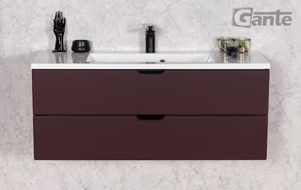 Szafka łazienkowa burgundowa z umywalką czarny uchwyt 100 cm Magnolia Gante