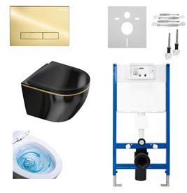 Zestaw podtynkowy kompletny stelaż + miska MIZU-BL-GL-RIM-02 + przycisk ST+H GOLD