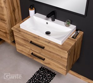 Szafka wisząca z umywalką nablatową 80 cm kolor dąb naturalny 39/2 seria Fokus Loft Gante