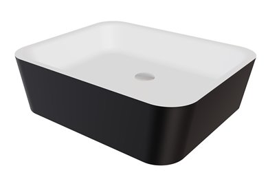 Matowa czarno-biała umywalka nablatowa 40x50 cm z konglomeratu Assos Matt B&W Besco UMMC-A-NB