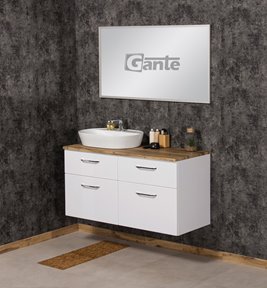 Szafka łazienkowa wisząca z umywalką nablatową 120 cm SETTO MODULO kolor biały połysk