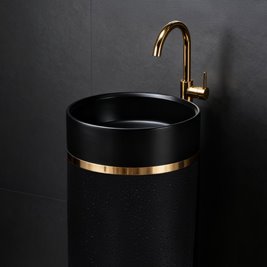 Umywalka wolnostojąca ceramiczna okrągła czarna 86x40 cm SCOT1-BL-WOF-860