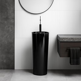 Umywalka wolnostojąca ceramiczna owalna czarny połysk 85x40 cm LINO-BL-400