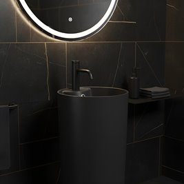 Umywalka wolnostojąca ceramiczna owalna czarny mat 85x40 cm LINO-MTB-400