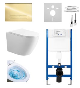 Zestaw podtynkowy kompletny stelaż + miska MIZU-WH-TR-03 + przycisk ST+H GOLD