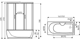 Kabina z hydromasażem głęboki brodzik 140x85 Mocca Kerra