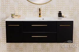 Szafka wisząca z umywalką czarny mat 120 cm Belli Gold Gante