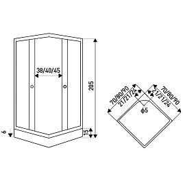 Kabina prysznicowa z brodzikiem 90x90 Pico Black Kerra