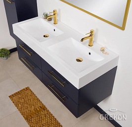 Szafka wisząca z umywalką granatowy mat 120/50/4 cm Belli Gold Gante