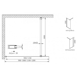 Kabina natryskowa, ścianka szklana Walk-In 100 cm Mona