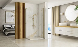 Kabina prysznicowa szczotkowane złoto 80x90 uchylna Hugo Rea Gold