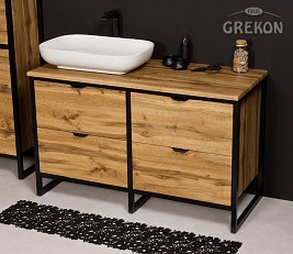 Szafka z białą umywalką styl loftowy 120 cm seria New York