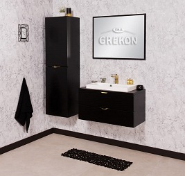 Czarna szafka łazienkowa z umywalką 80 cm Liv Victa