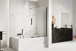 Czarny matowy parawan wannowy rozsuwany 90 cm Smart Black New Trendy EXK-4199