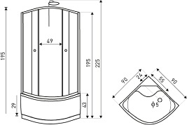 Biała kabina z hydromasażem 90x90 Karolina WH Kerra