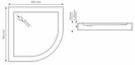 Brodzik prysznicowy półokrągły 90x90 cm BVTSL90/5.5 Bravat