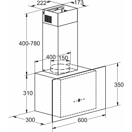 Okap kominowy przyścienny 60 cm Walencja Focus