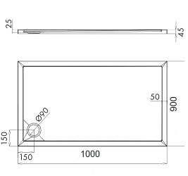 Brodzik prysznicowy na nośniku, 90x100 Merton 90/100/P