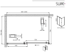 Kabina prysznicowa prostokątna 100X80 Kassari Lewa Plus
