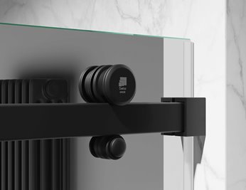 Drzwi prysznicowe rozsuwane prawe/lewe do wnęki 131-137 cm szkło 8mm grafitowe profile czarny mat Swiss Liniger