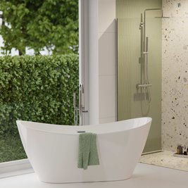 Wanna wolnostojąca akrylowa Nauti Corsan 160 cm korek klik-klak miedziany