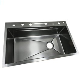 Zlewozmywak kuchenny stalowy jednokomorowy czarny ARGOS 68X46 ASI 304