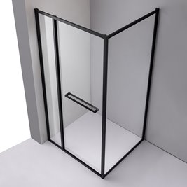 Czarna prostokątna kabina prysznicowa Kira 100x90 drzwi rozsuwane do wewnątrz