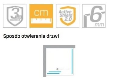 Kabina prysznicowa prostokątna prawa 120x80 złota D-0425A/D-0223B Prime New Trendy Gold