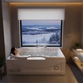 Wanna z hydromasażem prostokątna podgrzewacz wody Ramzes 634 168 cm