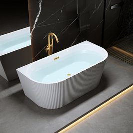 Wanna wolnostojąca przyścienna korek oraz przelew złoty szczotkowany 170 cm Carlo Hydrosan