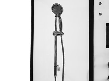 Biała kabina prysznicowa z hydromasażem i sauną parową prostokątna zabudowana 170x85 MO-0505-170WS