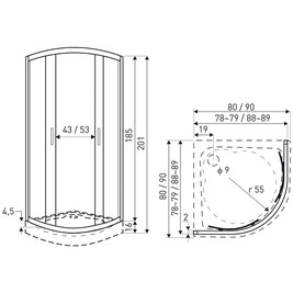 Kabina prysznicowa z niskim brodzikiem 90x90 Aruba Kerra