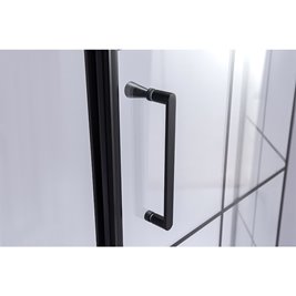 Czarna kabina prysznicowa pięciokątna 90x90 drzwi uchylne szprosy BS06B