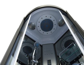 Kabina prysznicowa sauna parowa hydromasaż półokrągła zabudowana czarna 80x80 MO-0513ABS