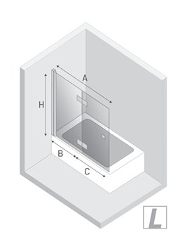 Parawan wannowy składany 100x140 cm lewy New Soleo P-0141 Gunmetal Brushed