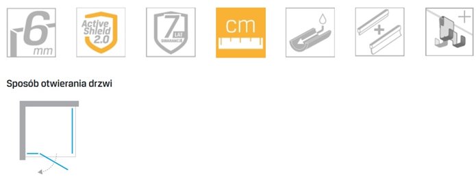 Złota kabina prysznicowa lewa 100x70 EXK-6762 Avexa Gold Shine XR New Trendy