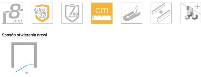 Złote drzwi prysznicowe uchylne 100 cm prawe EXK-4676 Eventa Gold Shine New Trendy