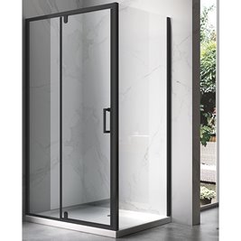 Czarna kabina prysznicowa prostokątna drzwi uchylne 110x80 KZ06CB