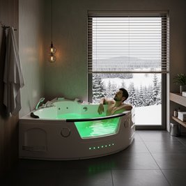 Wanna z hydromasażem narożna podgrzewacz wody Orino 632 157x157