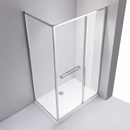 Chromowana prostokątna kabina prysznicowa Kira 100x90 drzwi rozsuwane do wewnątrz