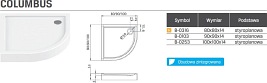 Brodzik półokrągły 80x80 na nośniku Columbus B-0316