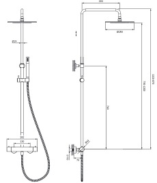 Zestaw prysznicowy bateria termostatyczna Y1244SUCP Omnires Y miedź