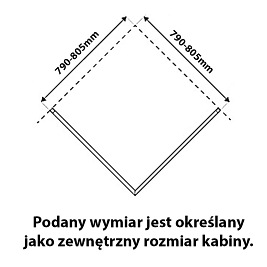 Kabina prysznicowa 80x80 kwadratowa drzwi pełne uchylne KZ04B