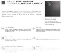 Brodzik kwadratowy 90x90 szary New Trendy Mori B-0395