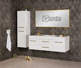 Szafka wisząca biały mat z umywalką 140 cm Nela Belli Gold Gante