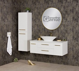 Szafka wisząca biały mat z umywalką nablatową 120/50 cm Belli Gold Gante