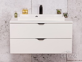 Biała szafka łazienkowa z umywalką 80 cm Liv Victa