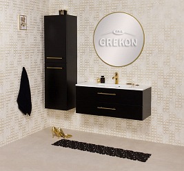 Szafka wisząca z umywalką czarny mat 100 cm Belli Gold Gante