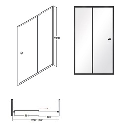 Czarne drzwi prysznicowe przesuwne 110 cm Duo Slide Black Besco